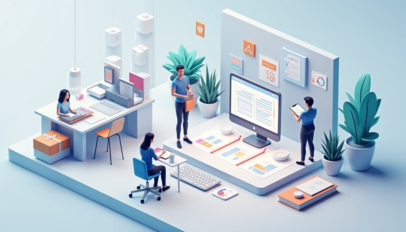 Ilustrație proces crearea paginilor web, de la idee la lansare.