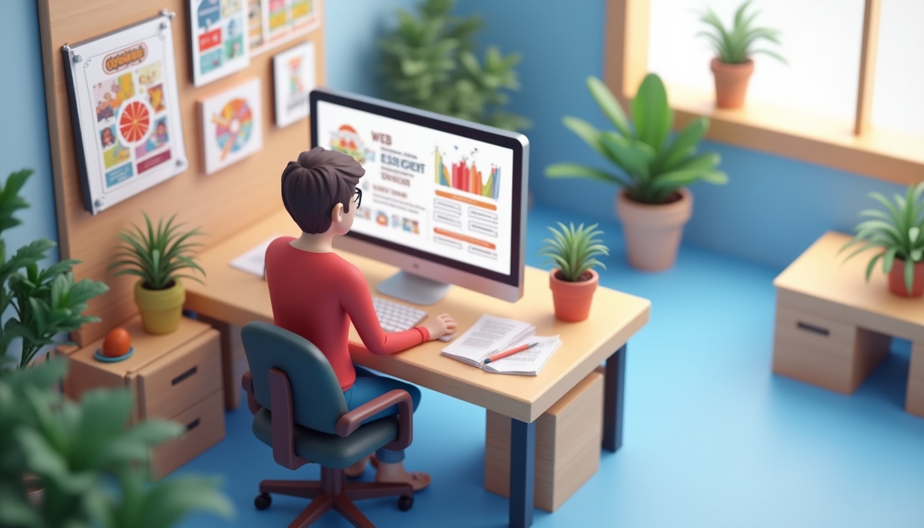 Ilustrație cu elemente cheie pentru creare site și succes online